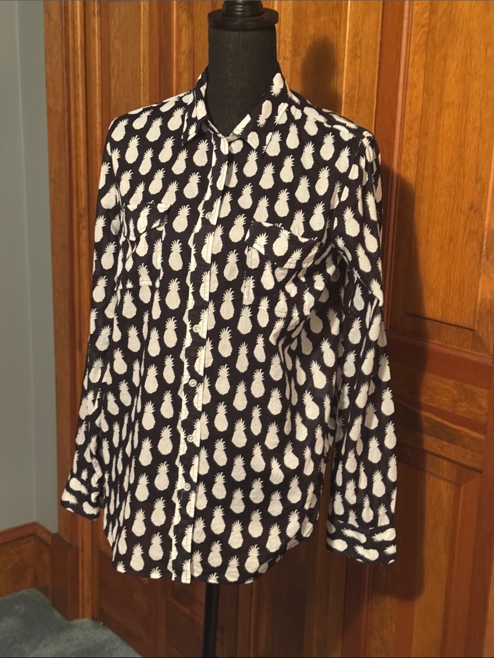Vintage Cotton Blouse Pineapples by Talbots